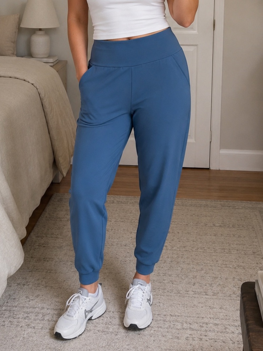ORAKI Blue High Rise Jogger Pants Canada Recycled Women S Stretchy Comfy Sporty